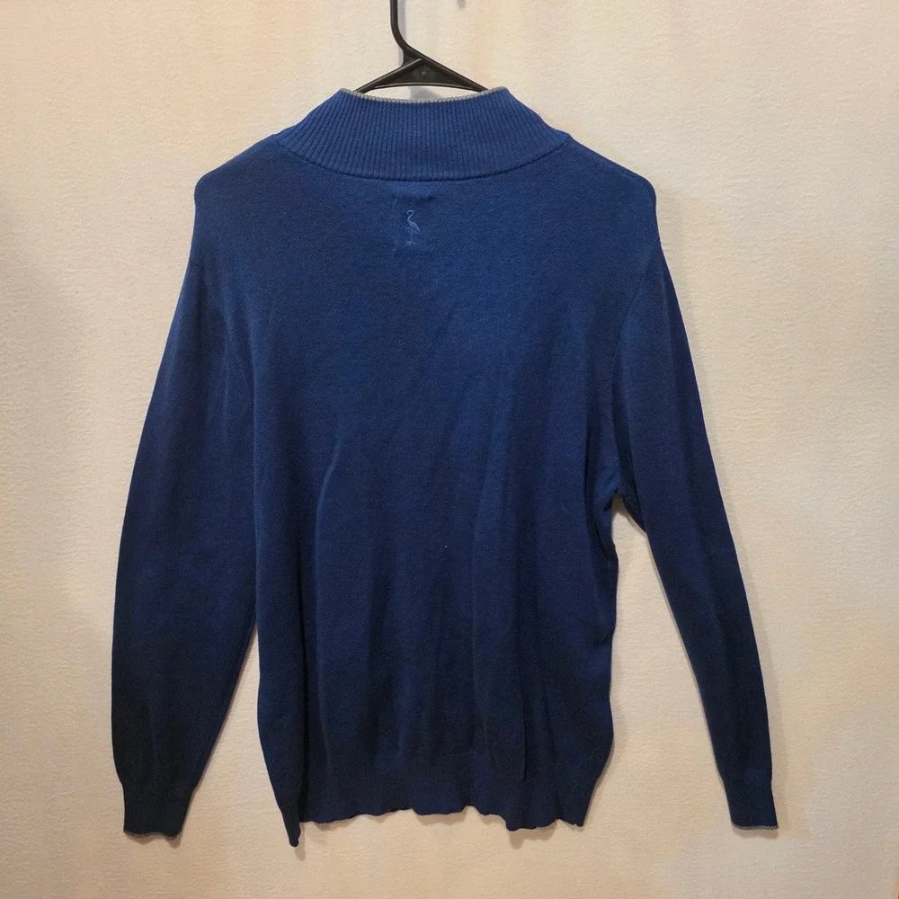 Tailorbyrd Full Zip Sweater Men M Navy Blue Mock Neck Cotton Blend Ribbed Trim